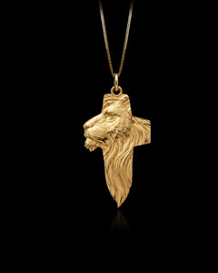 Gold Lion Cross Pendant
