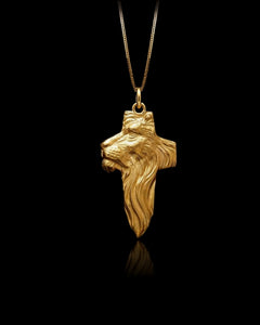 Gold Lion Cross Pendant