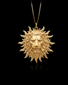 Gold Lion Sun Pendant