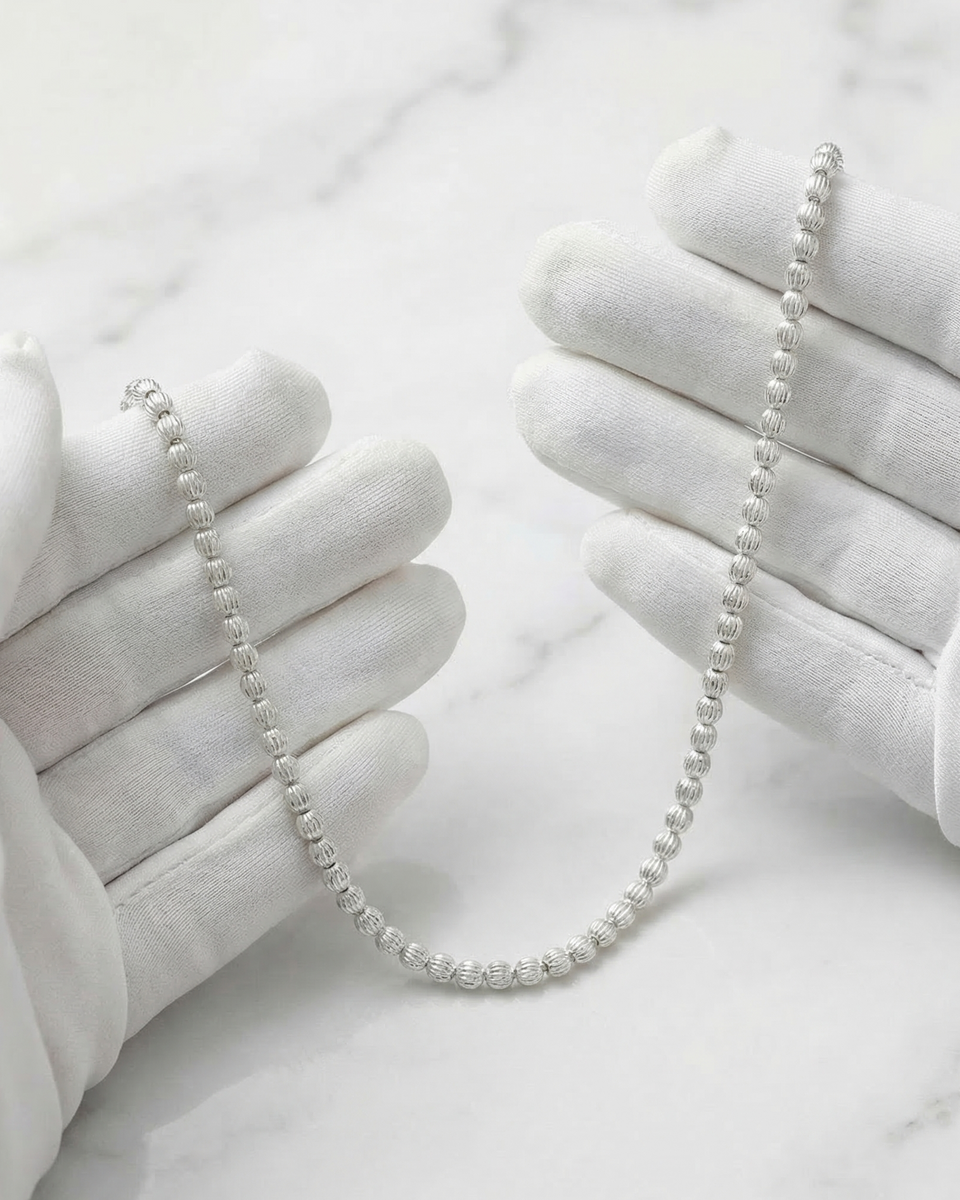 14K White Solid Gold Barrel Chain | Solid Real Gold Chain– Johnny saint