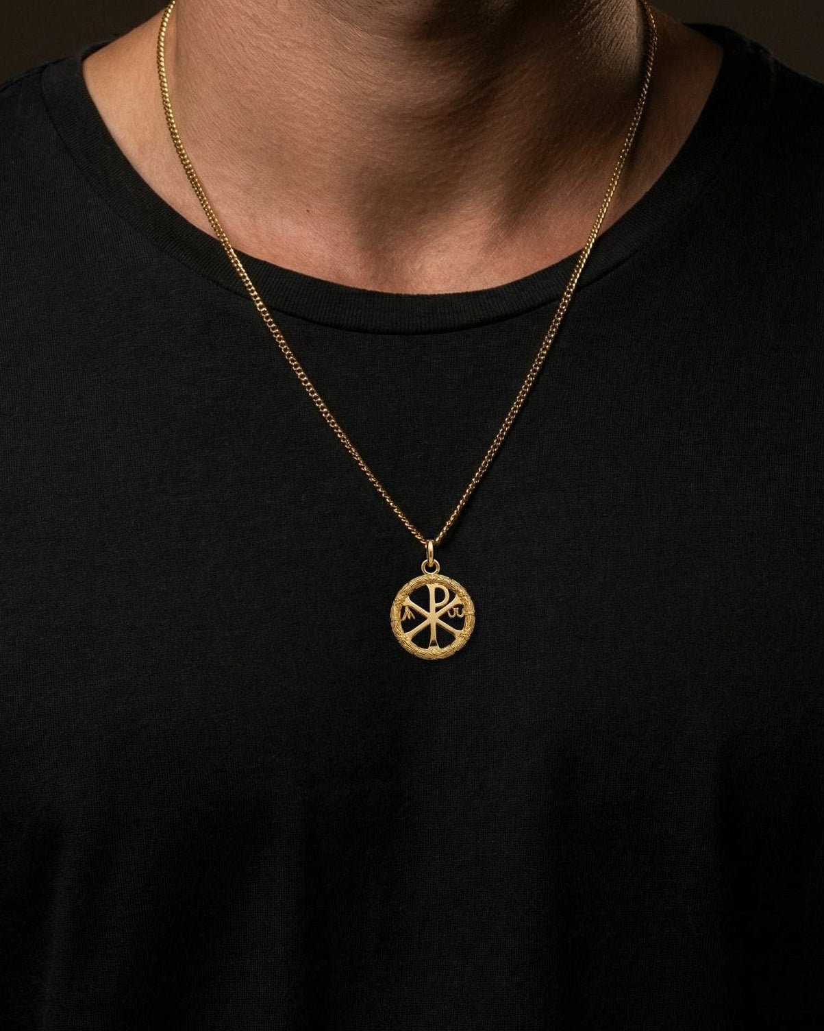Gold Chi Rho Pendant Necklace 14K, 18K Solid Gold | Made in USA