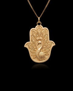 MINI Peacock Hamsa Pendant (24.5 mm)