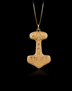 Gold Mjolnir Flame Pendant