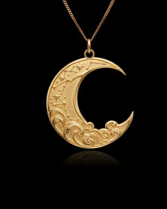 Gold Celestial Crescent Moon Pendant
