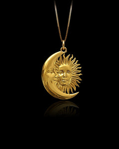 Gold Sun And Moon Pendant