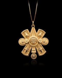 Gold Nahui Ollin Pendant