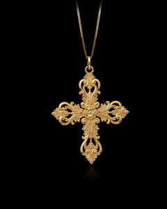 Gold Baroque Cross Pendant