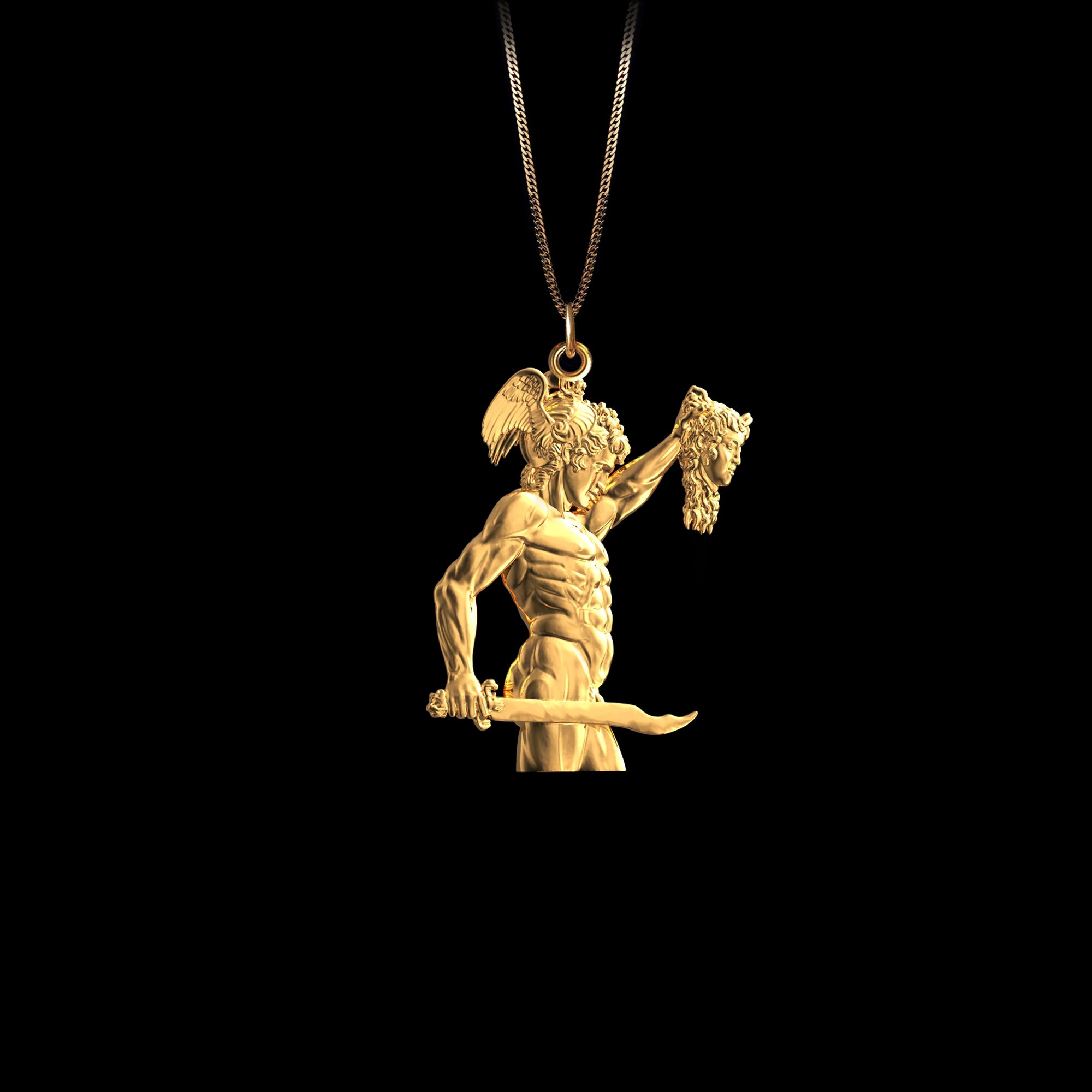 14K, 18K Solid Gold Perseus & Medusa Pendant | Made in USA– Johnny saint