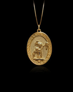 Gold Perseus Oval Pendant