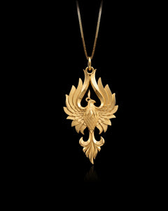 Gold Phoenix Flame Pendant