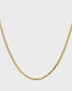 Gold Round box chain necklace on a white background
