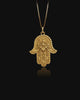 Solid gold Hamsa hand pendant necklace for men
