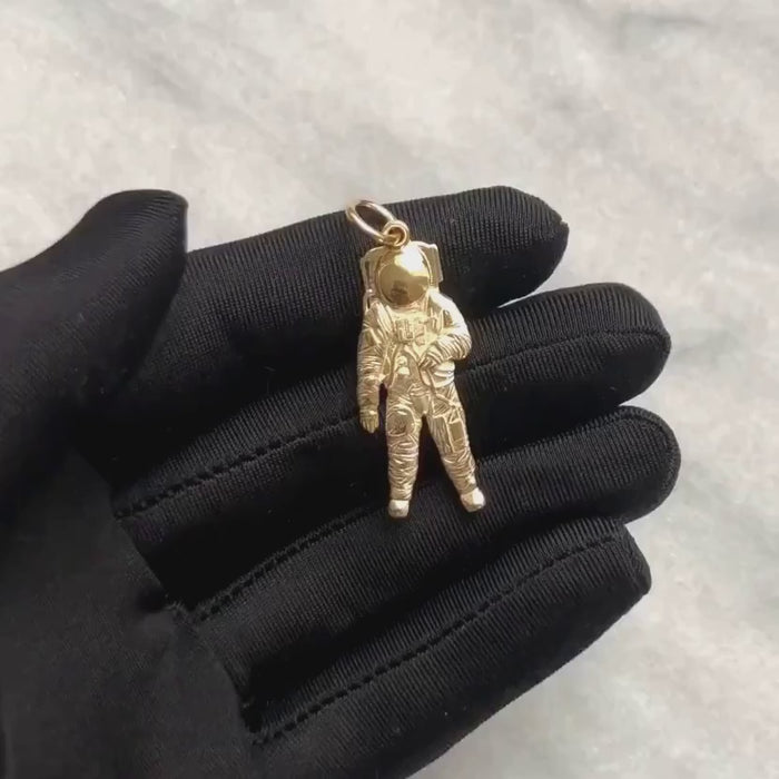 Gold + Silver Astronaut offers Pendant Set & 4mm 24