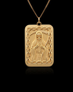 Gold Santa Muerte Thorns Pendant
