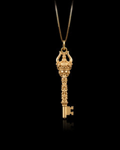 Gold Royal Skull Key Pendant