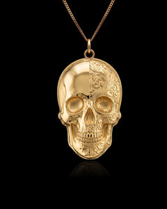 Gold Ornate Skull Pendant