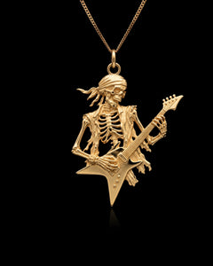 Gold Rock Star Skeleton Pendant