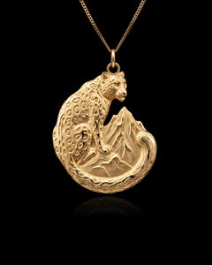 Gold Snow Leopard Pendant