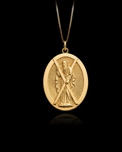 Gold St Andrew Oval Pendant