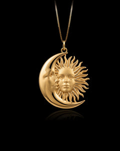Gold Sun And Moon Pendant