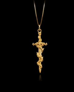 Gold Flaming Sword Pendant