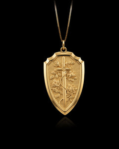 Gold Floral Valor Sword Pendant