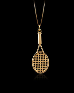 Gold Tennis Racket Pendant
