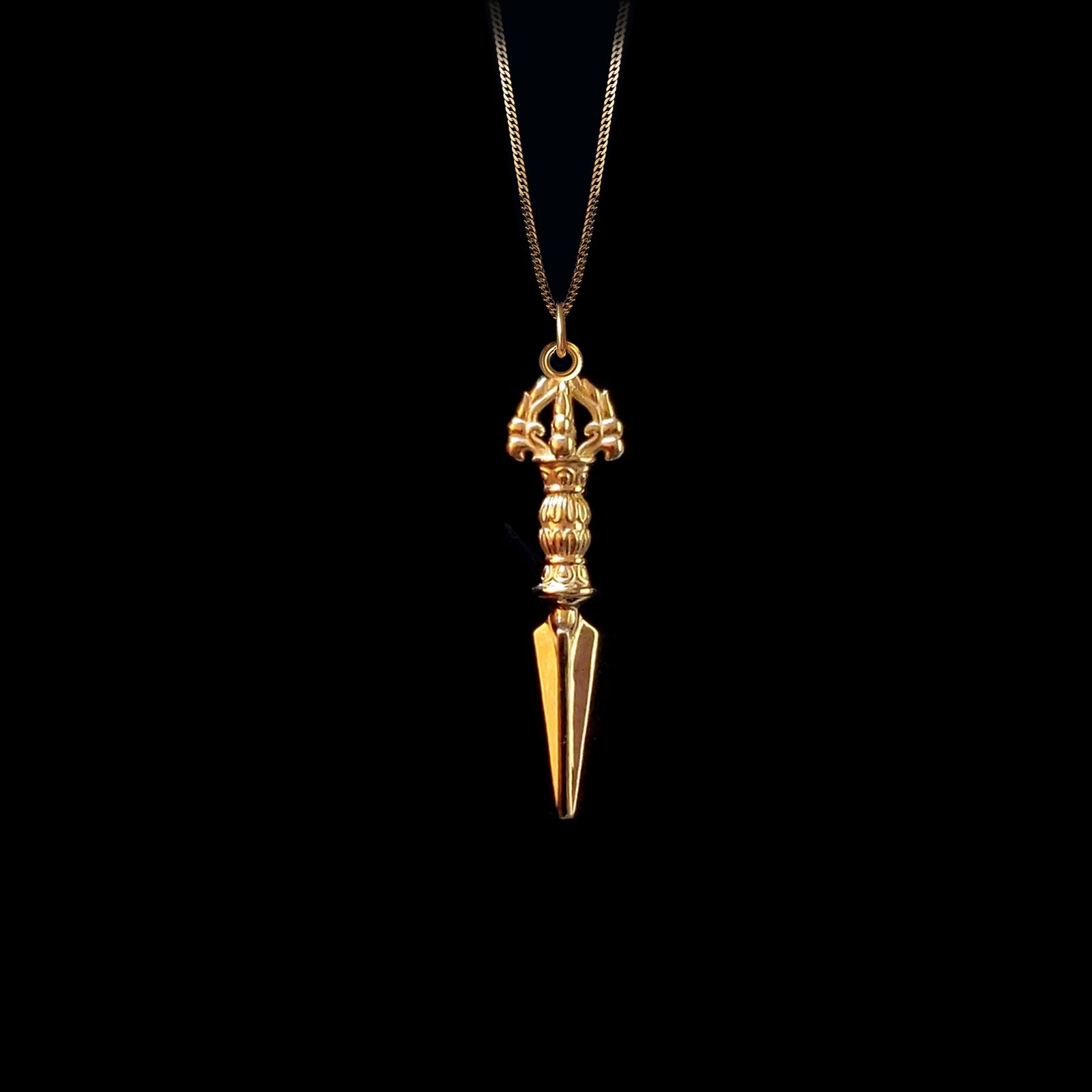 14K Gold Finish Dagger 2024 Pendant + 24