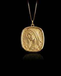 Gold Virgin Mary Crowned Pendant