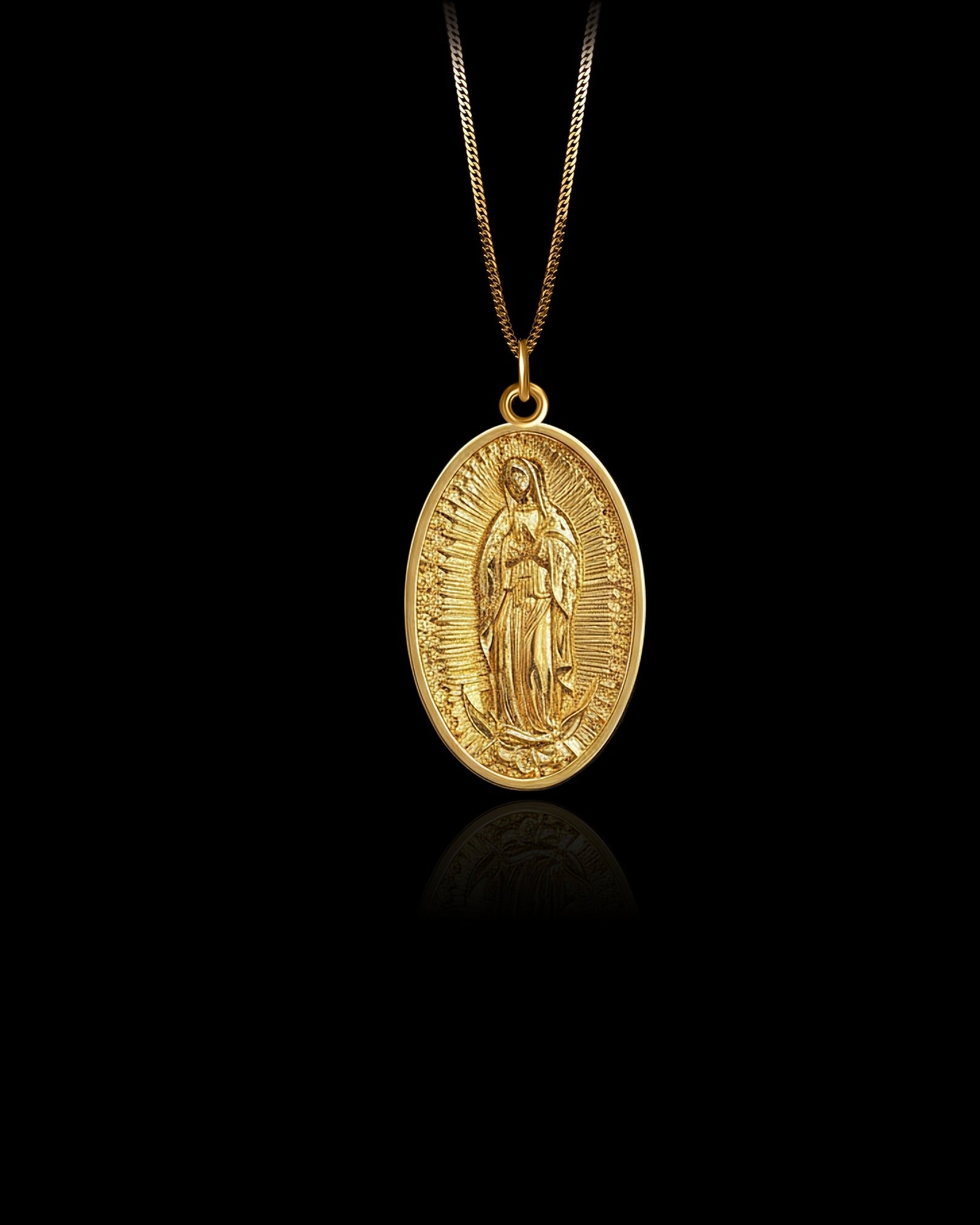 Gold Virgin Mary Pendant Necklace 14K, 18K Solid Gold | Made in USA ...
