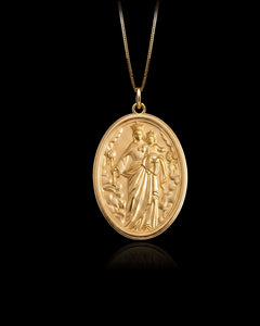 Gold Mary & Baby Pendant