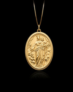 Gold Mary & Baby Pendant