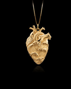 Gold Heart Wave Pendant