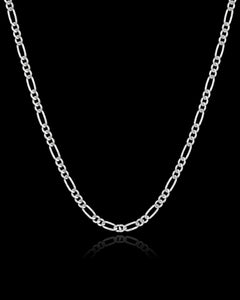 14K White Solid Gold Figaro Chain (3 mm)